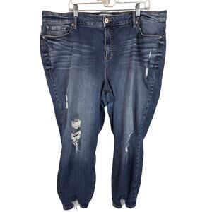 Torrid Whiskered Distressed Girlfriend Trendy Comfortable Skinny Jeans 24
